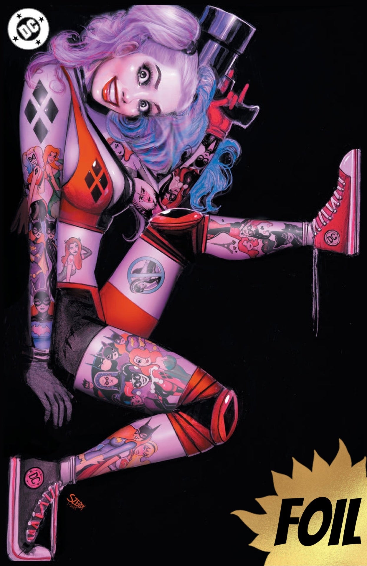 HARLEY QUINN #49 NATHAN SZERDY EXCLUSIVE VIRGIN FOIL VARIANT TATTOO