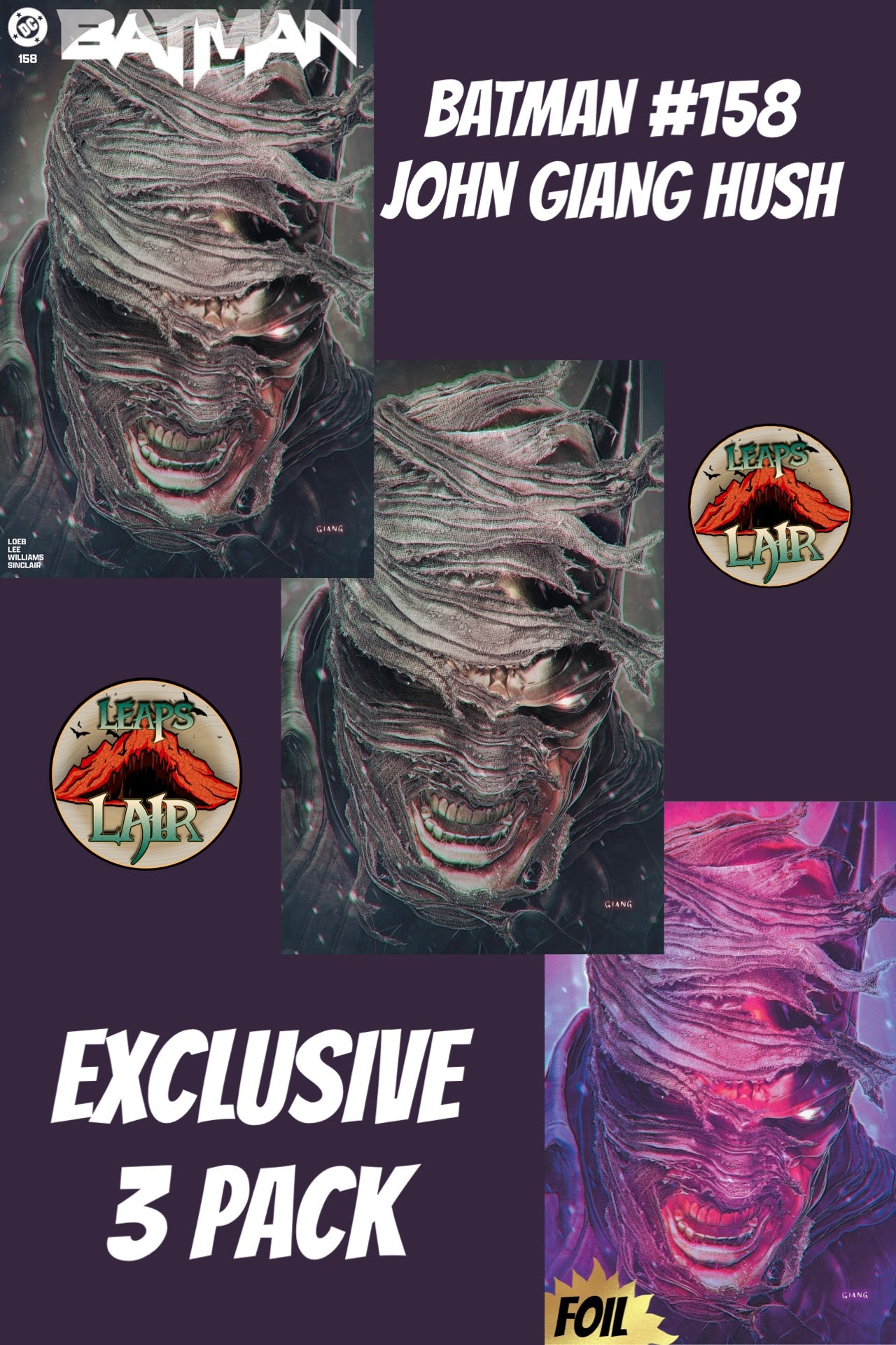 BATMAN #158 JOHN GIANG EXCLUSIVE VARIANT 3 PACK HUSH