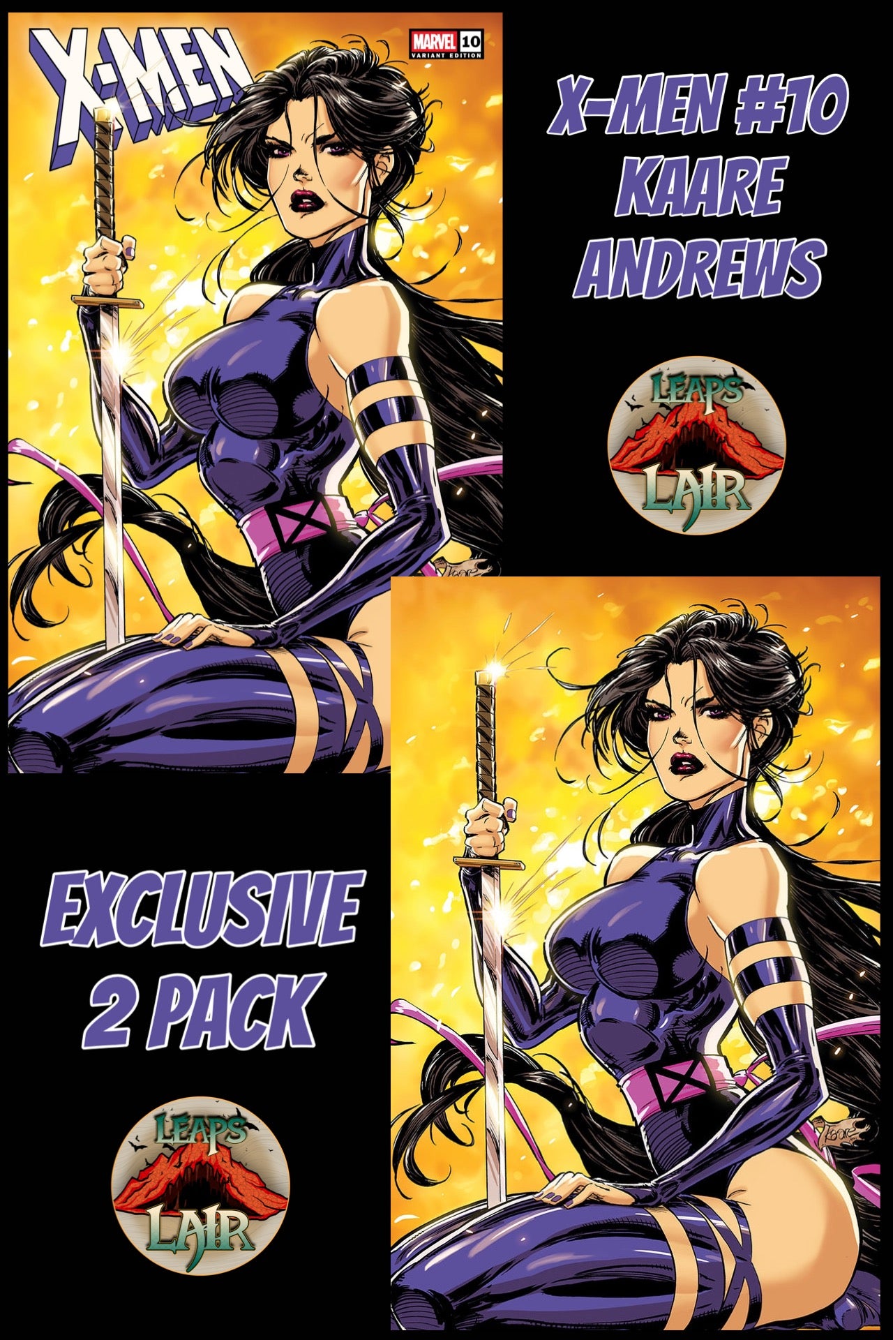 X-MEN #10 KAARE ANDREWS EXCLUSIVE VARIANT 2 PACK - PSYLOCKE