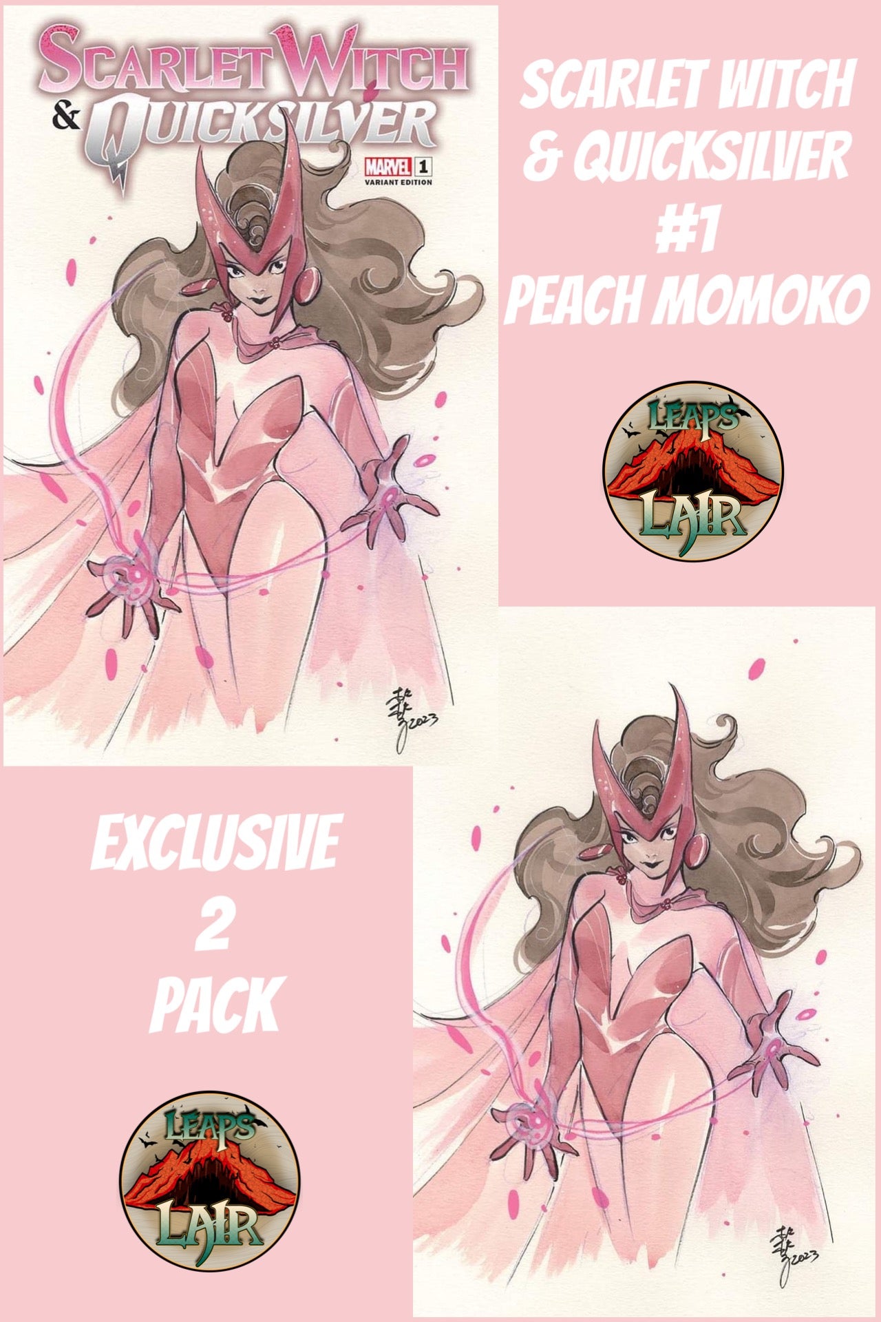 SCARLET WITCH & QUICKSILVER #1 PEACH MOMOKO TRADE DRESS & VIRGIN VARIANT SET