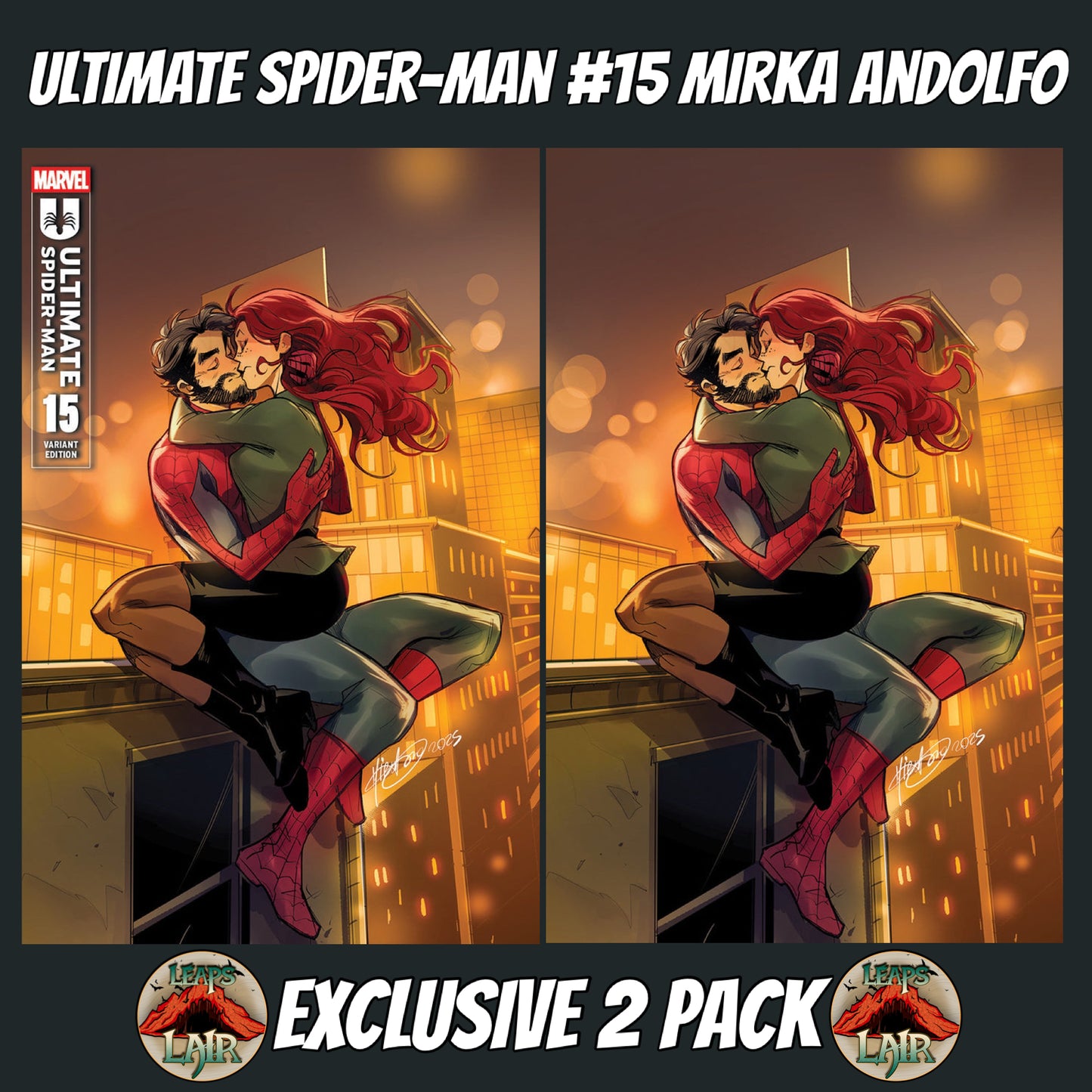 ULTIMATE SPIDER-MAN #15 UNKNOWN COMIC MIRKA ANDOLFO EXCLUSIVE 2 PACK - KISSING COVER