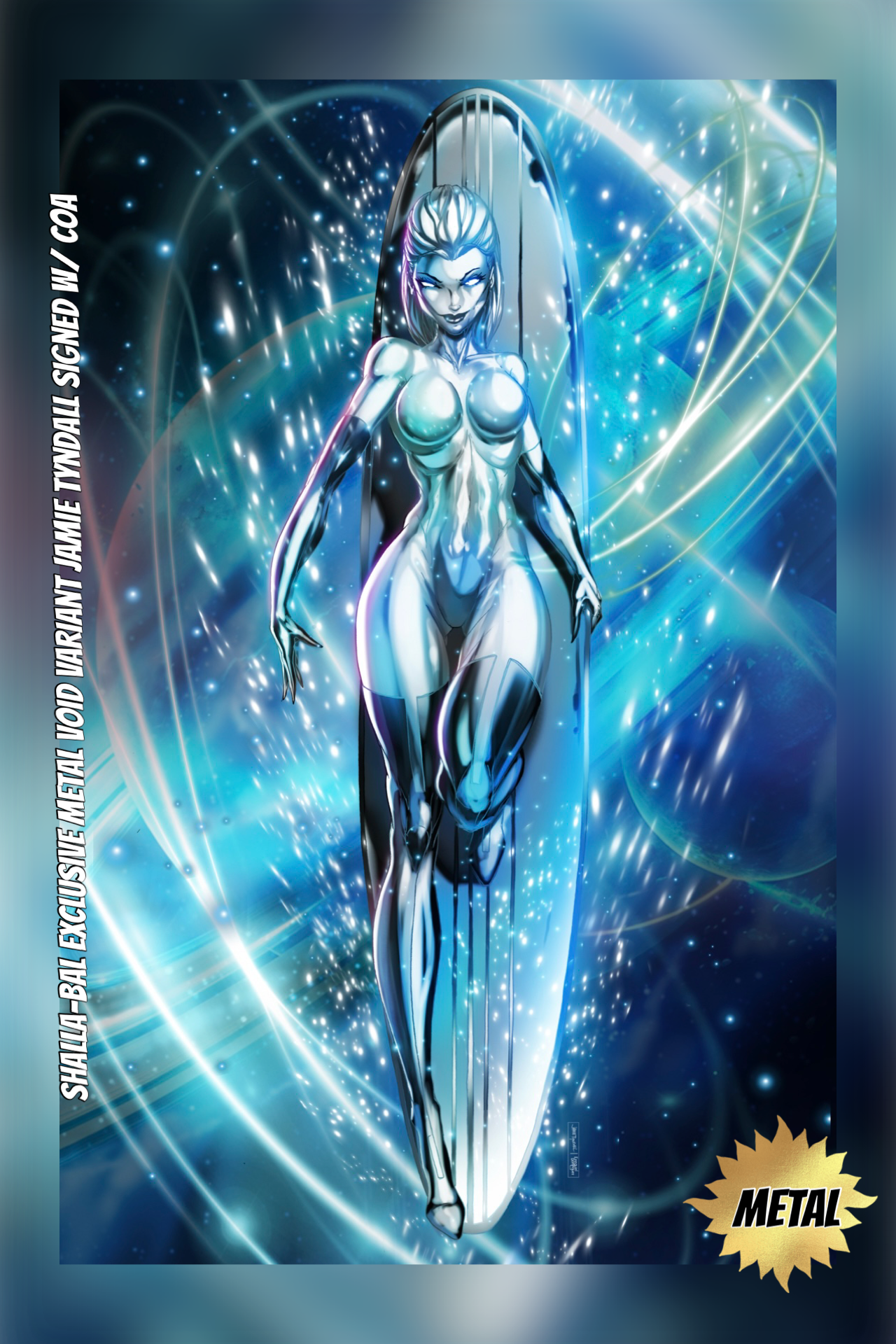 SILVER SURFER SHALLA-BAL EXCLUSIVE METAL VOID VARIANT JAMIE TYNDALL SIGNED WITH COA LTD 10