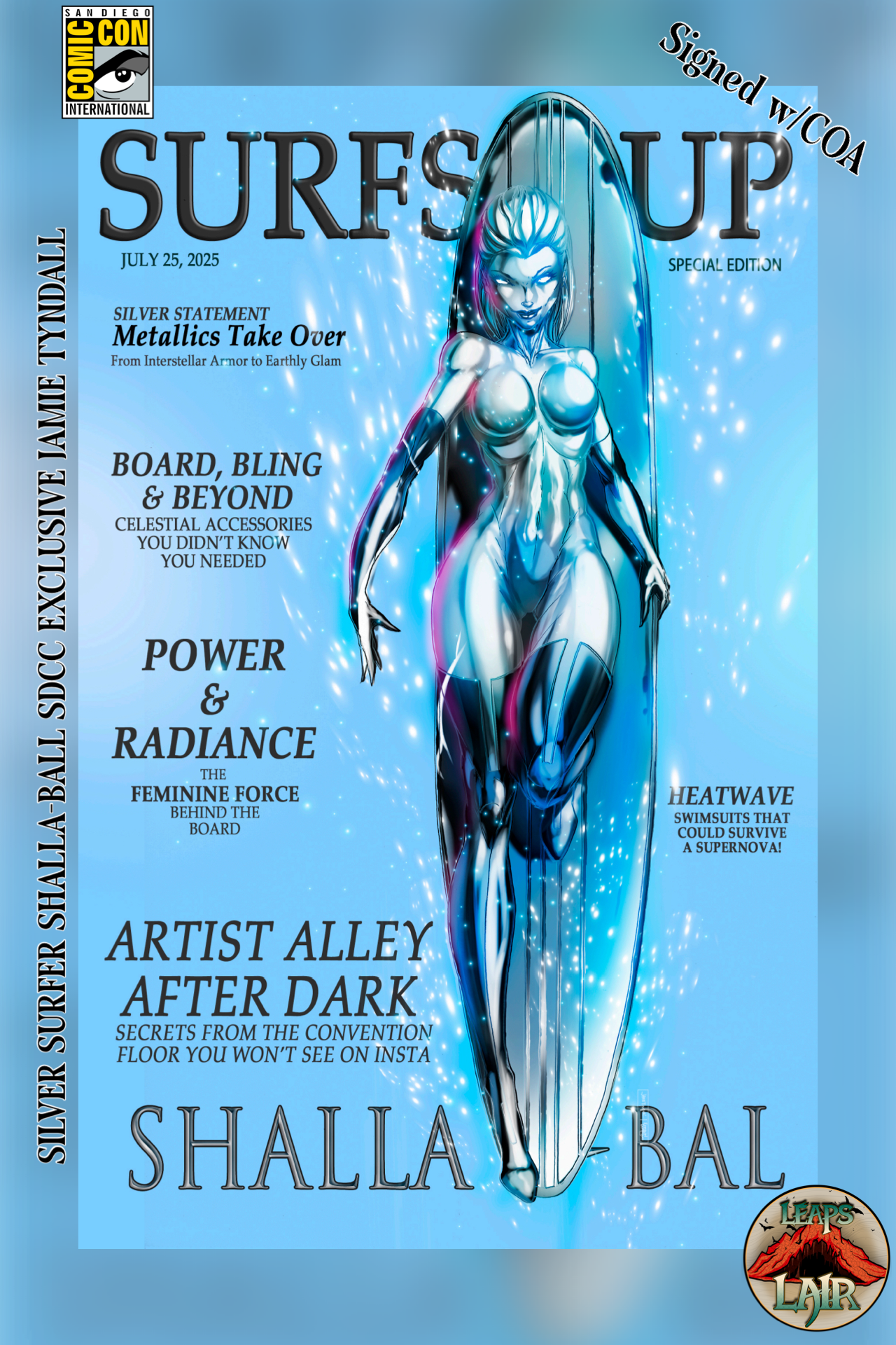 SILVER SURFER SHALLA-BAL SDCC EXCLUSIVE VIRGIN 2-PACK (LTD 60) JAMIE TYNDALL SIGNED W/ COA