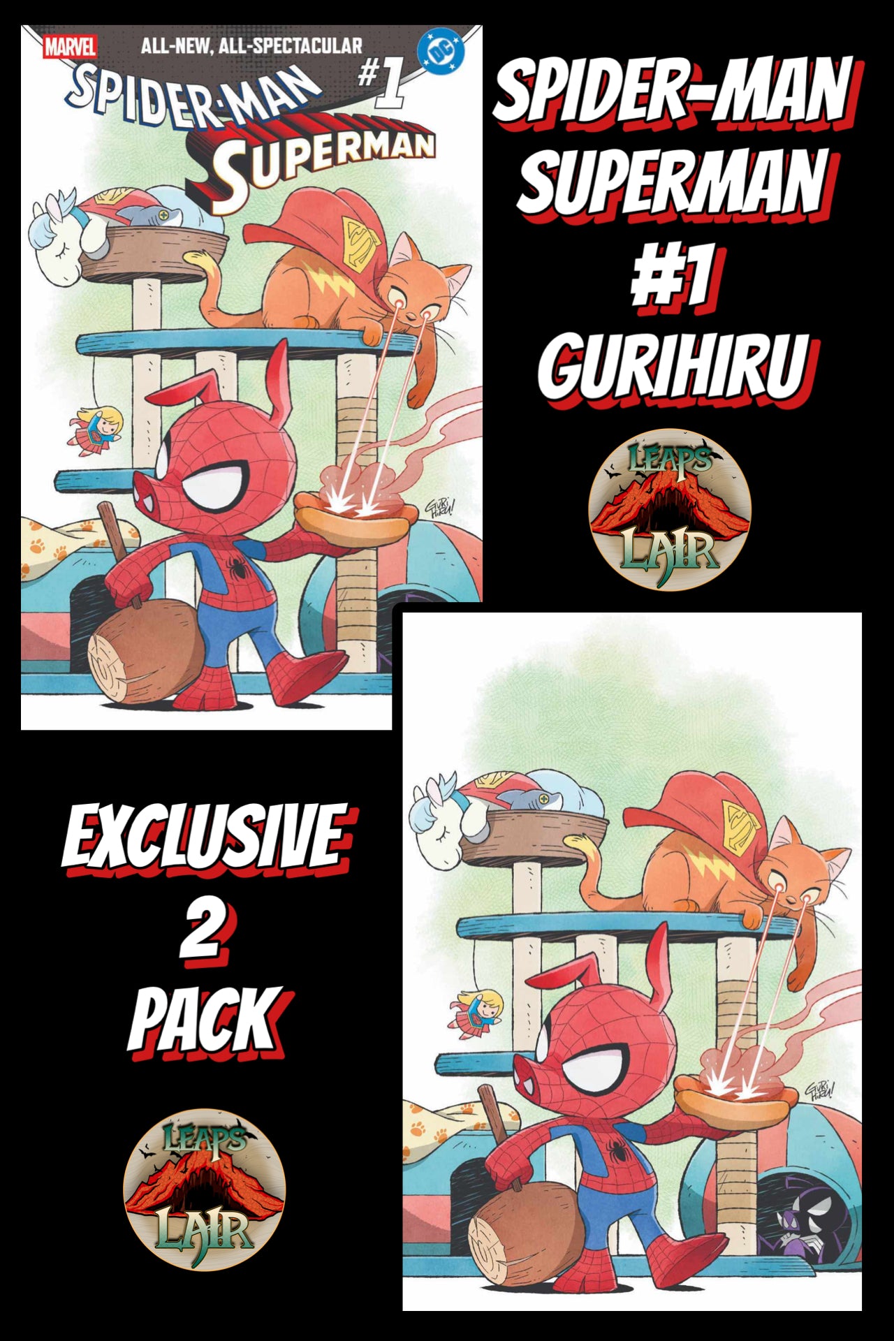 Spider-Man Superman #1 Gurihiru LeapsLair Exclusive 2-Pack Set