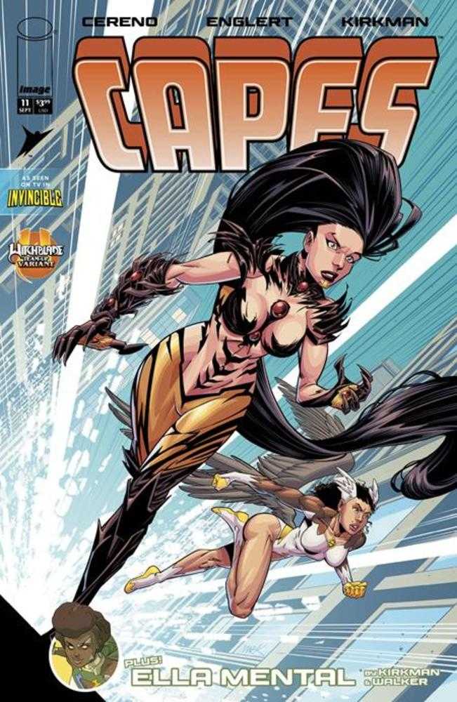 Comic book cover of 'Invincible Universe Capes #11 Cover F Mark Englert Witchblade Team Up Variant'