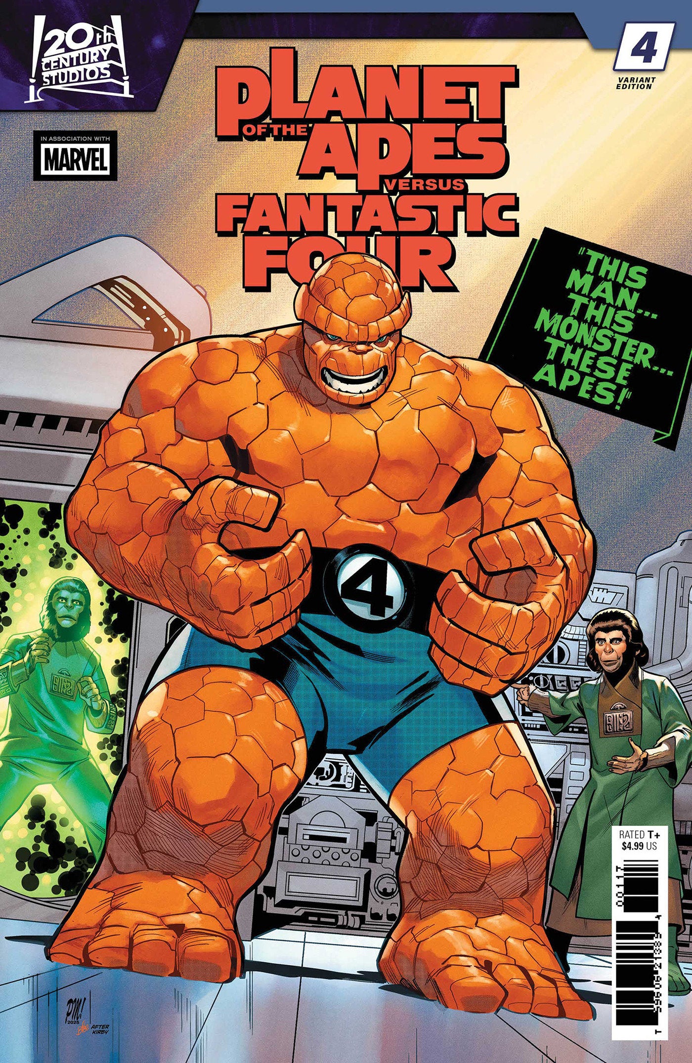 Comic book cover of 'Planet Of The Apes vs. Fantastic Four #4 Paco Medina Homage Variant'