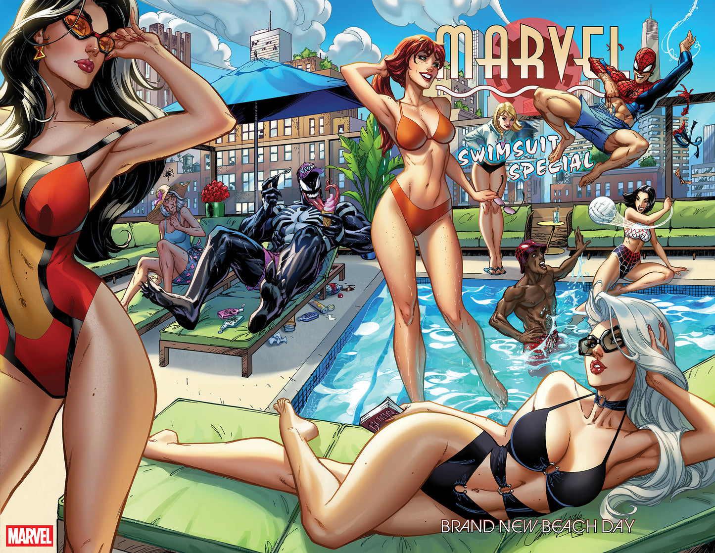 Marvel Swimsuit Special: Brand New Beach Day #1 Wraparound Cover - J Scott Campbell