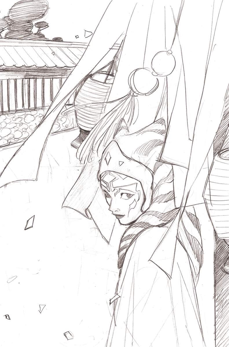 Star Wars The Mandalorian Peach Momoko exclusive sketch virgin variant cover Ahsoka