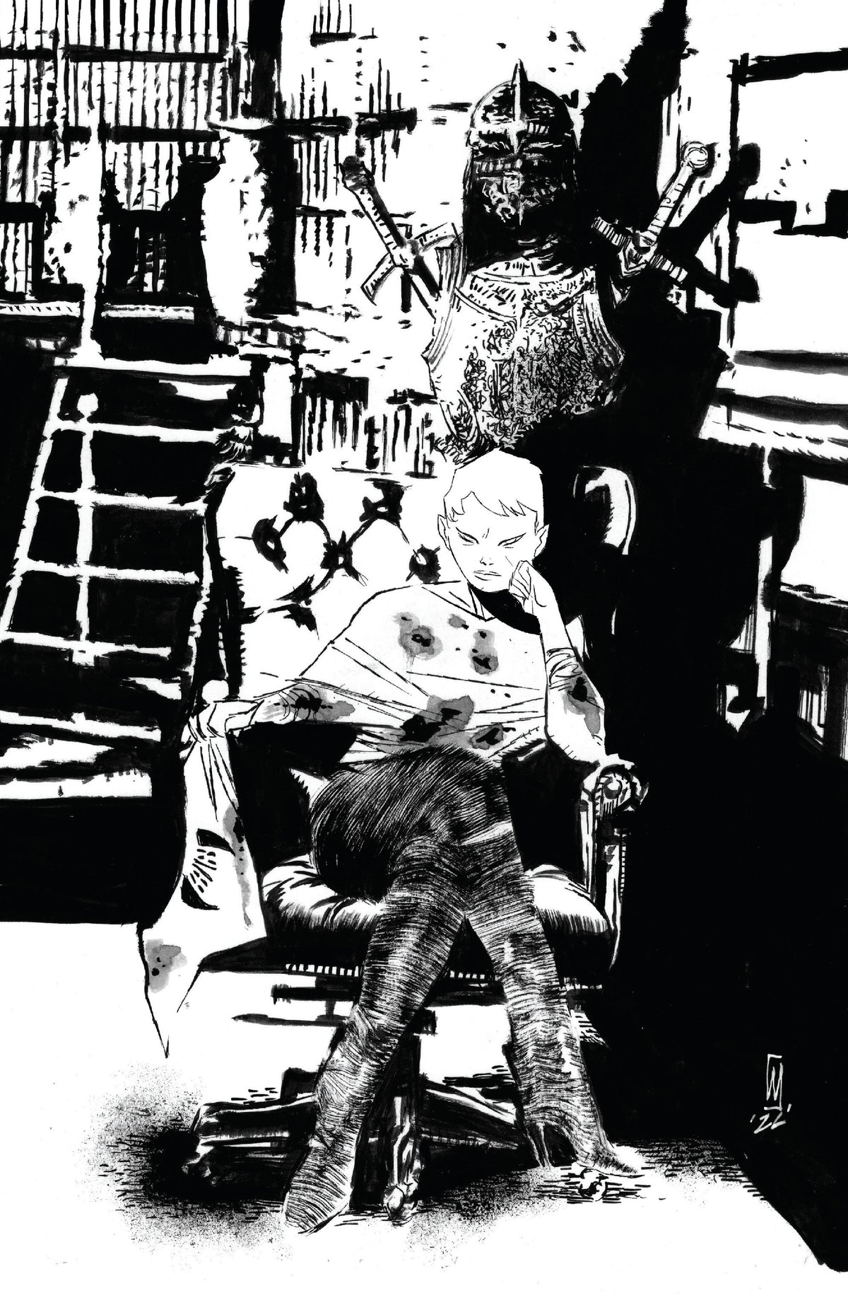 Comic book cover of 'Fall Of The House Of Slaughter #4 F 1 in 25 Variant Edition (Full Art, Dell'edera) PRESALE 8/26'