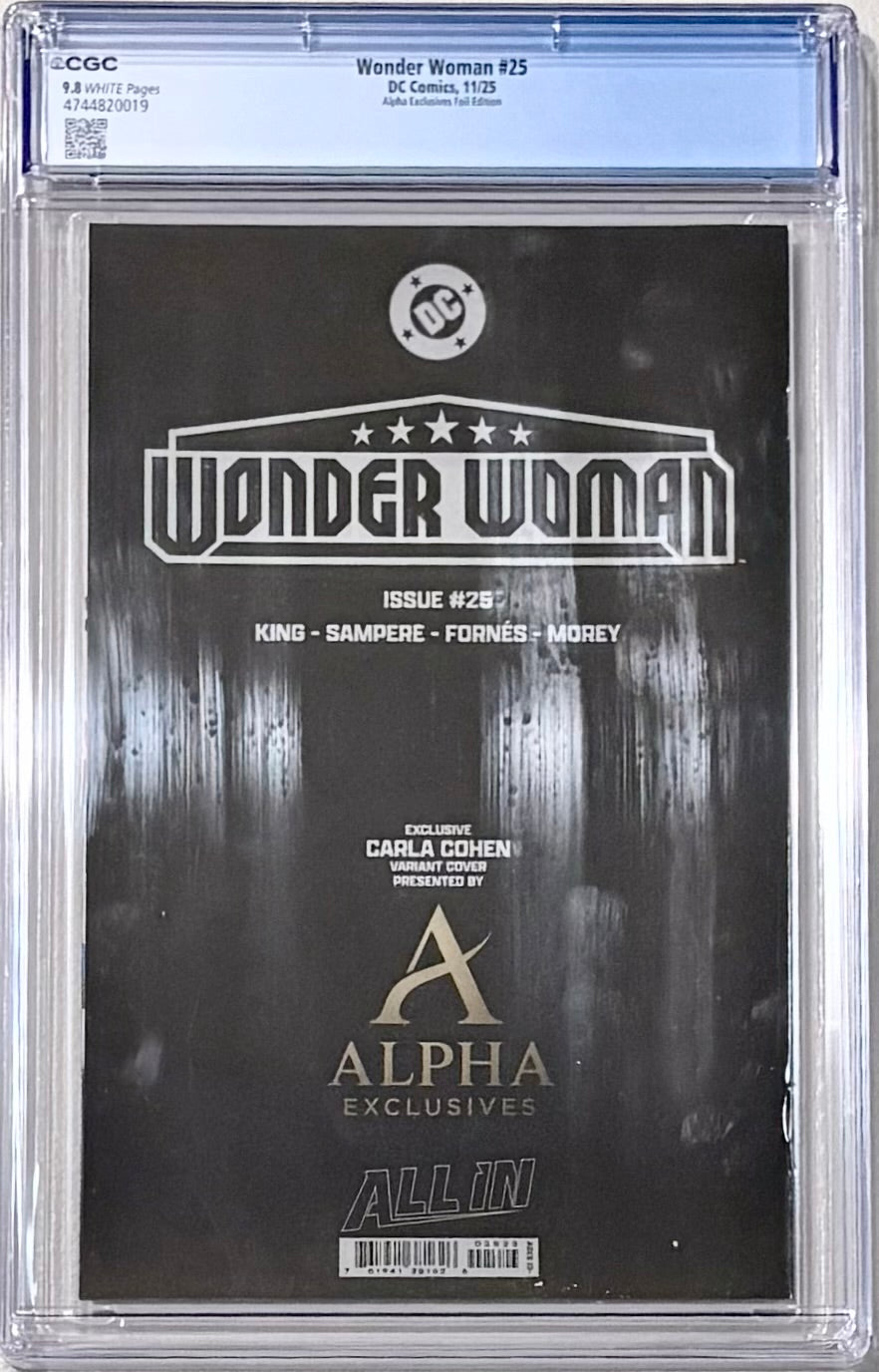 Wonder Woman #25 Alpha Exclusives Foil Carla Cohen Edition CGC 9.8