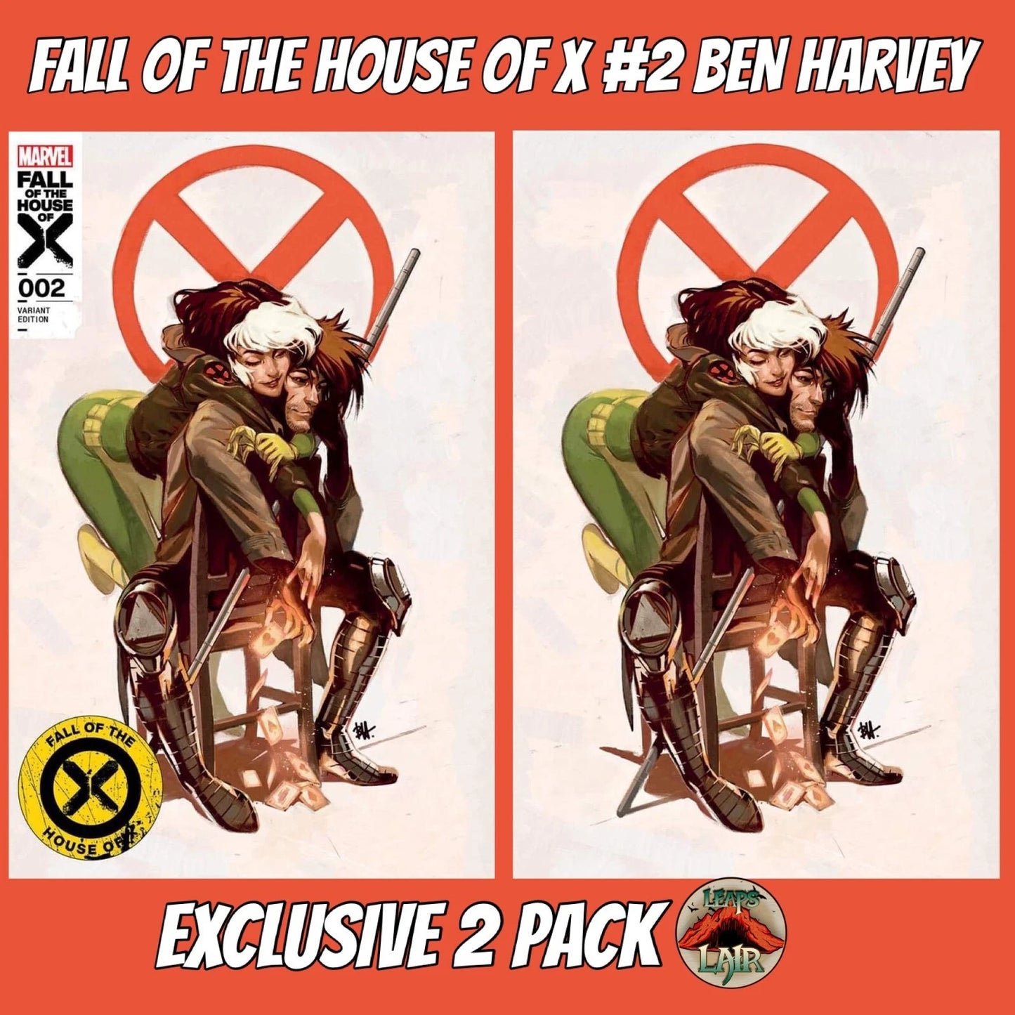 X-MEN FALL OF THE HOUSE OF X #2 EXCLUSIVE HARVEY VARIANT ROGUE GAMBIT