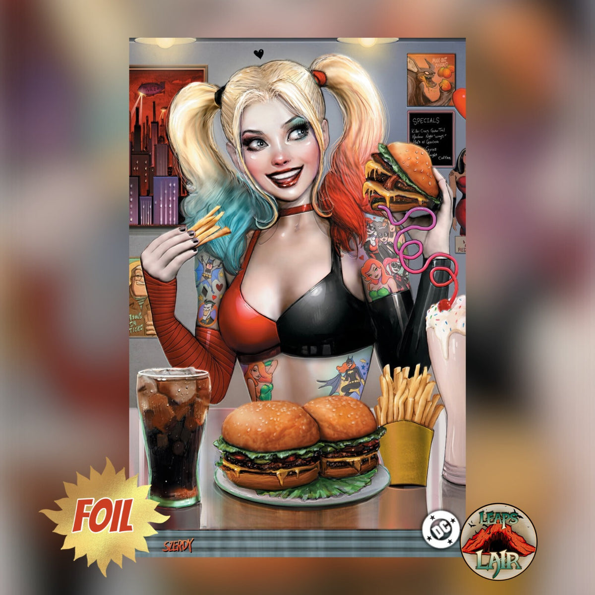 Harley Quinn #45 Nathan Szerdy Exclusive Diner Tattoo Foil Virgin Variant