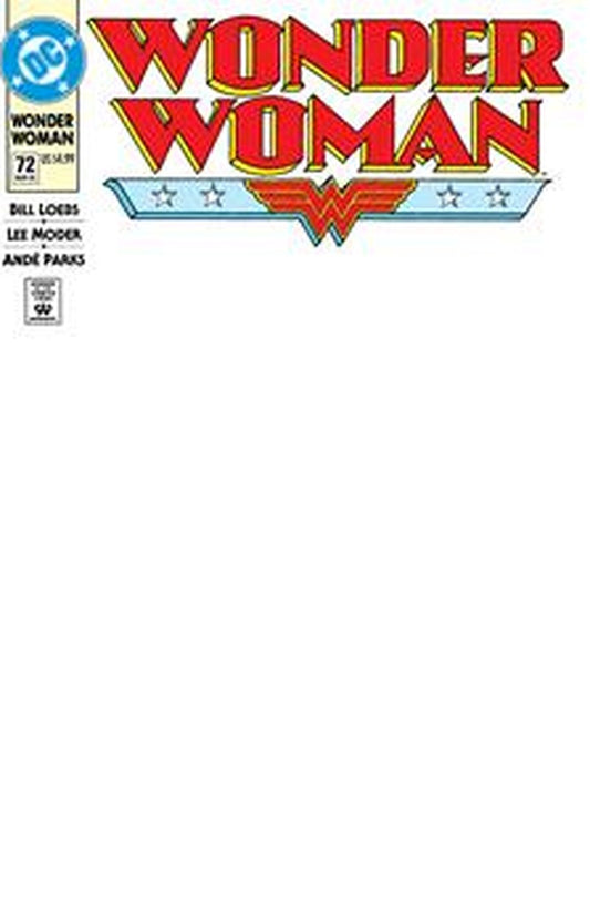 Comic book cover of 'Wonder Woman #72 Facsimile Edition Cover C Blank Card Stock Variant'