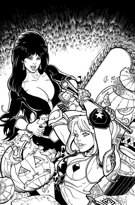 HARLEY QUINN X ELVIRA #1 CVR Q INCENTIVE 1:15 CHAD HARDIN LINE ART VIRGIN VAR PRESALE 10/08