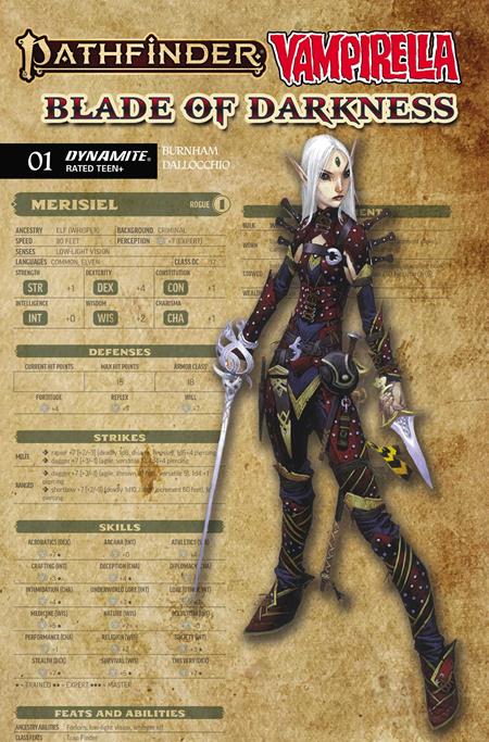 Pathfinder / Vampirella: Blade Of Darknes #1 Cover C Wayne Reynolds Character Sheet
