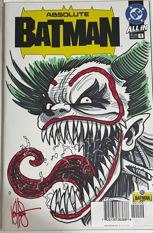 Df Absolute Batman #1 Batman Day Blank Variant Signed And Remarked By Ken Haeser With An Absolute Joker Sketch