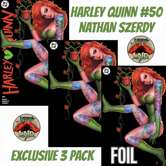 HARLEY QUINN #50 NATHAN SZERDY TRADE DRESS & VIRGIN & FOIL VARIANT SET LTD 1000