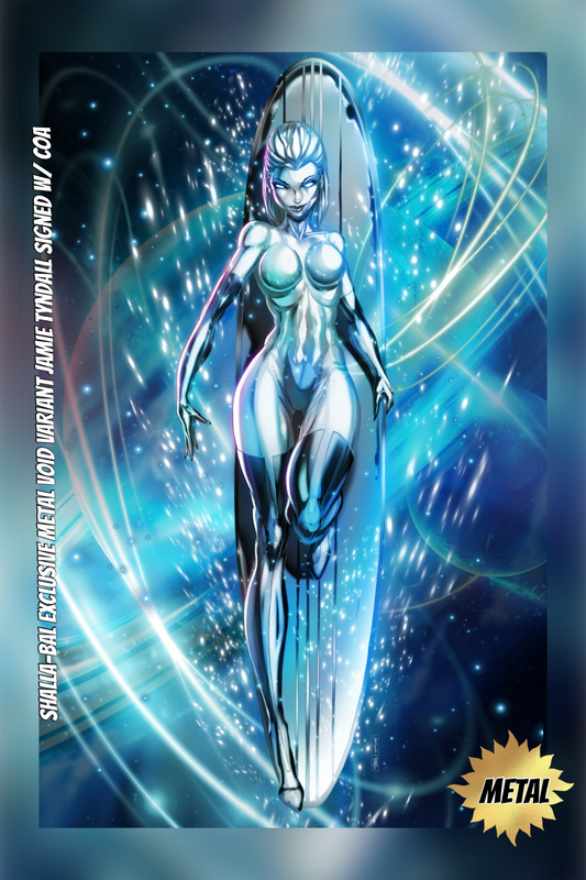 SILVER SURFER SHALLA-BAL EXCLUSIVE METAL VOID VARIANT JAMIE TYNDALL SIGNED WITH COA LTD 10