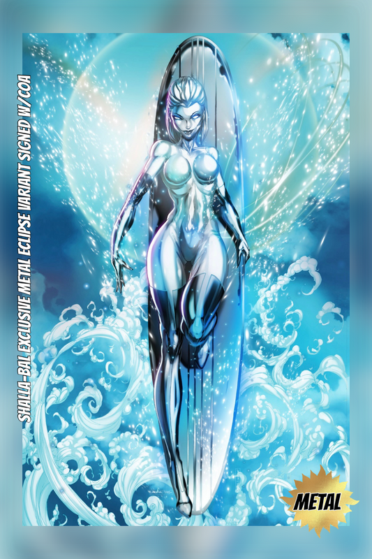 SILVER SURFER SHALLA-BAL EXCLUSIVE METAL ECLIPSE VARIANT JAMIE TYNDALL SIGNED W/ COA LTD 10