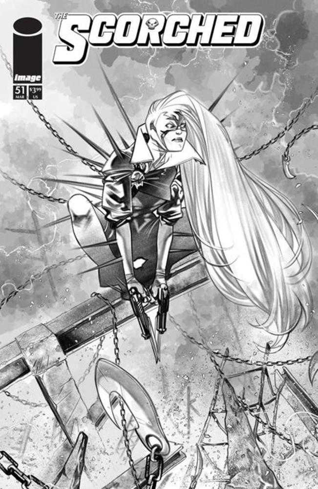Comic book cover of 'Spawn Scorched #51 Cover B Ig Guara Black & White Variant'