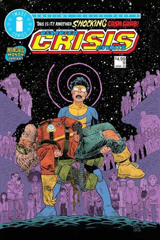 Comic book cover of 'Assorted Crisis Events #9 Cover C Eric Zawadzki Invincible Team Up Variant (Mature)'