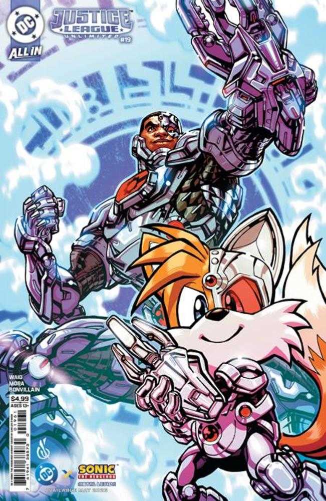 Comic book cover of 'Justice League Unlimited #19 Cover F Carlos Danda DC X Sonic Card Stock Variant'