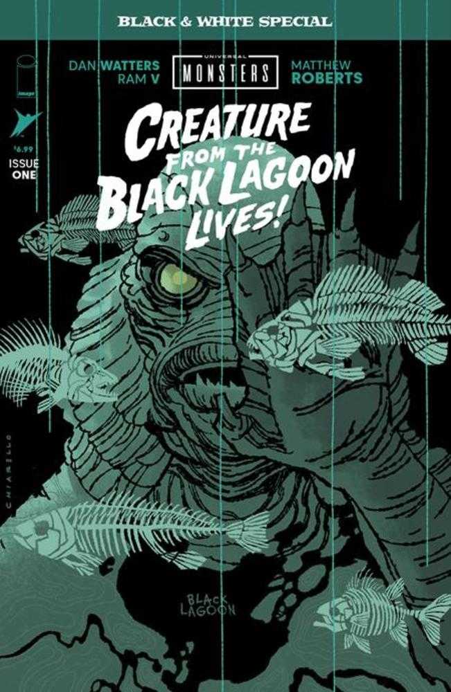 Comic book cover of 'Universal Monsters Creature From The Black Lagoon Lives Black & White Special #1 (Of 2) Cover B Mark Chiarello Variant'
