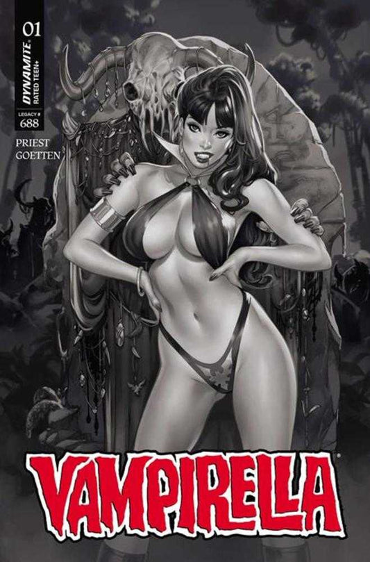 Vampirella (2026) #1 Cover N Inc 1:7 Elias Chatzoudis Black & White Variant PRESALE 4/22