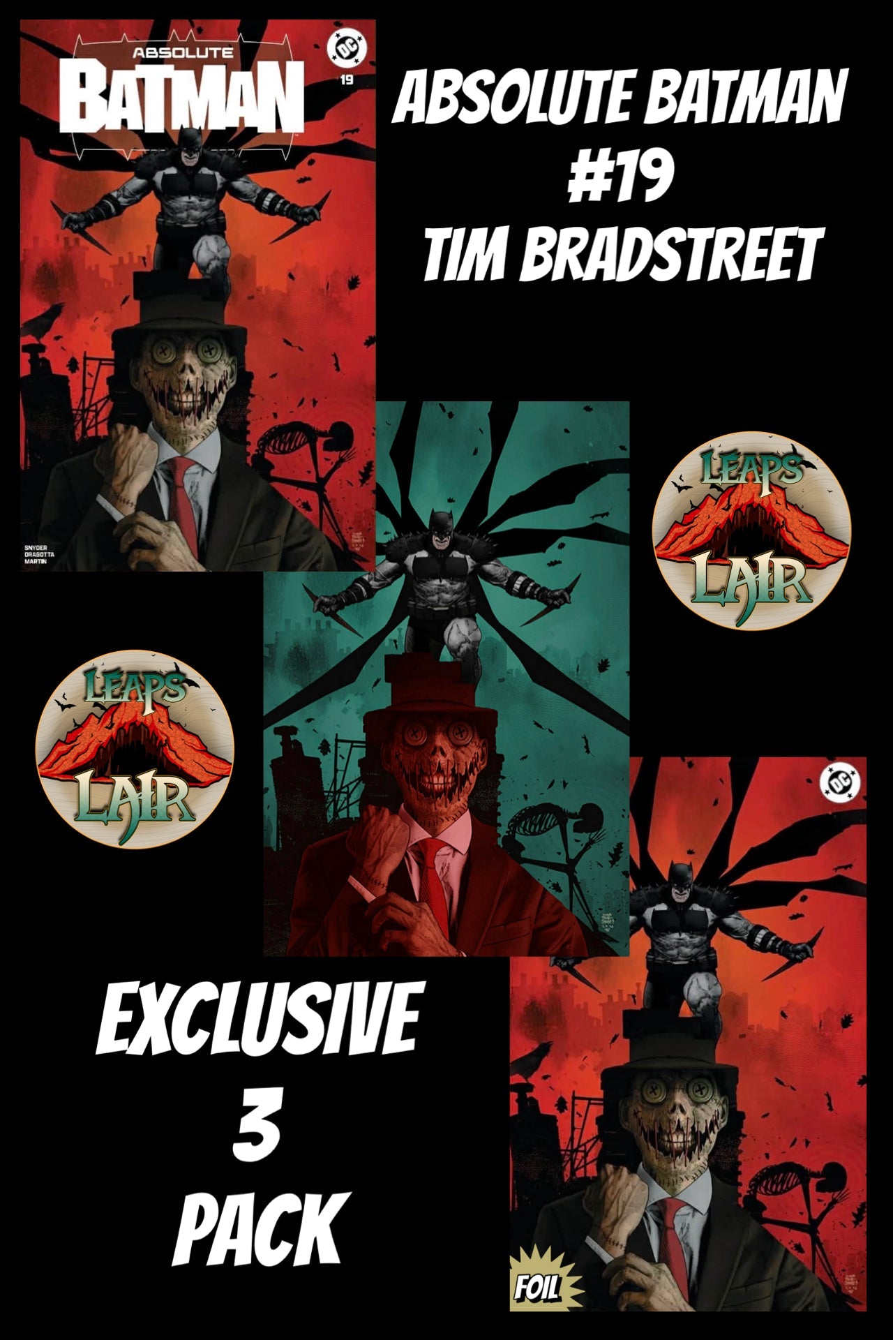 Absolute Batman #19 Tim Bradstreet Trade + Virgin + Foil 3-Pack
