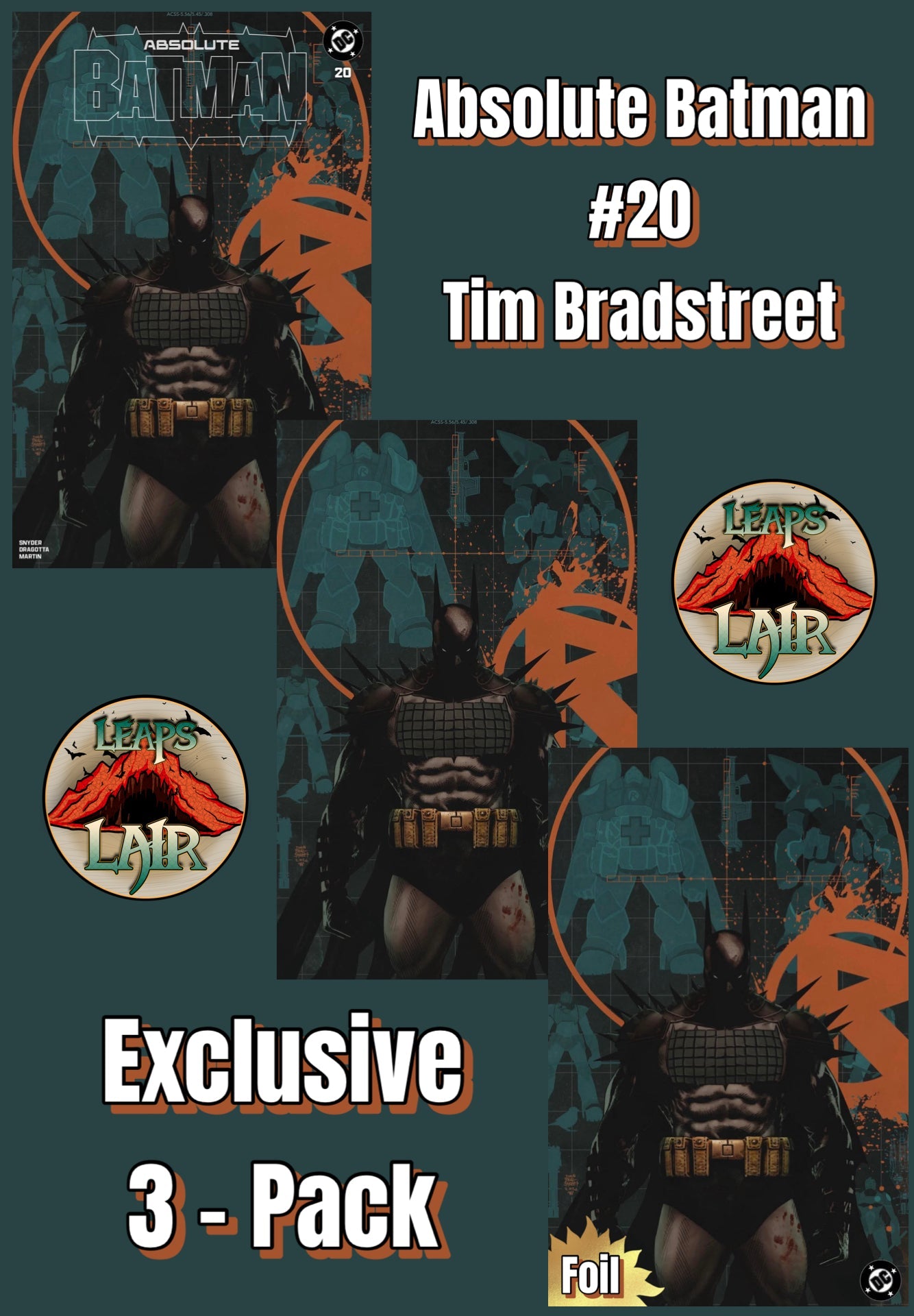 Absolute Batman #20 Tim Bradstreet Trade + Virgin + Foil 3-Pack
