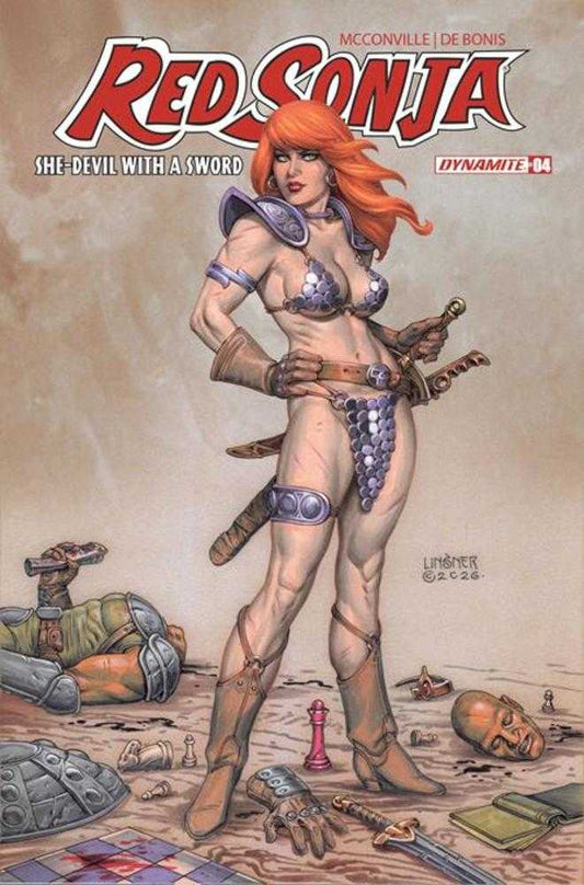 Comic book cover of 'Red Sonja She Devil With A Sword #4 Cover C Joseph Michael Linsner Variant'
