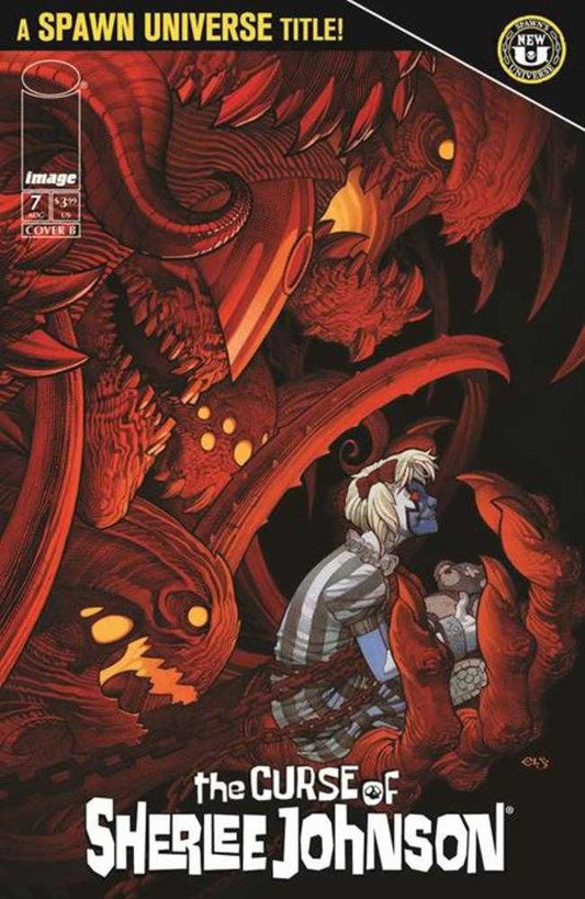 Comic book cover of 'Spawn The Curse Of Sherlee Johnson #7 Cover B Chris Stevens Variant PRESALE 8/26'