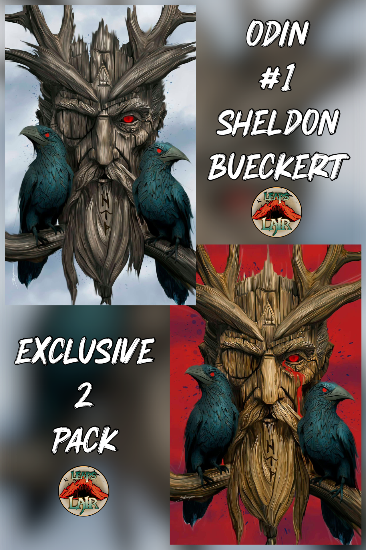 Odin #1 Cover Sheldon Bueckert LeapsLair Shared Exclusive Red + Silver Set PREORDER 5/20