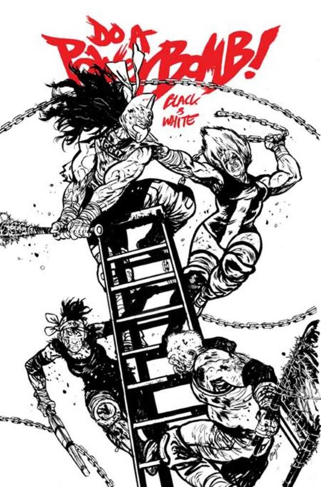 Comic book cover of 'Do A Powerbomb Black And White #3 (Of 3) Cover B Daniel Warren Johnson Variant'