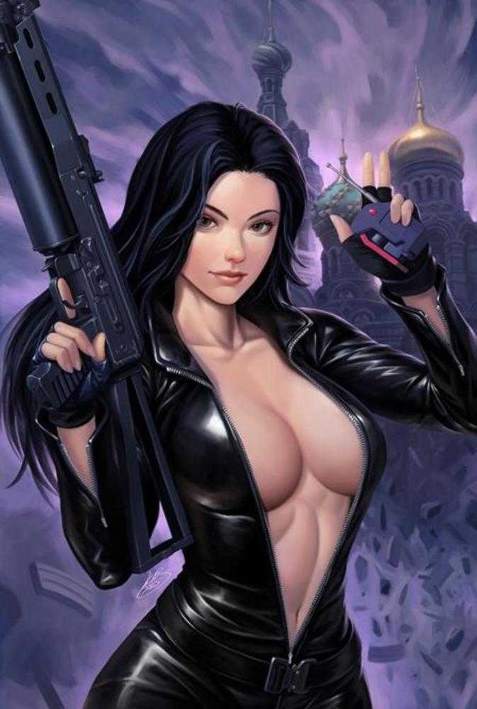 Comic book cover of 'Gun Honey Doubles Down #4 (Of 4) Cover K Leos Ng Full Art Variant (Mature)'