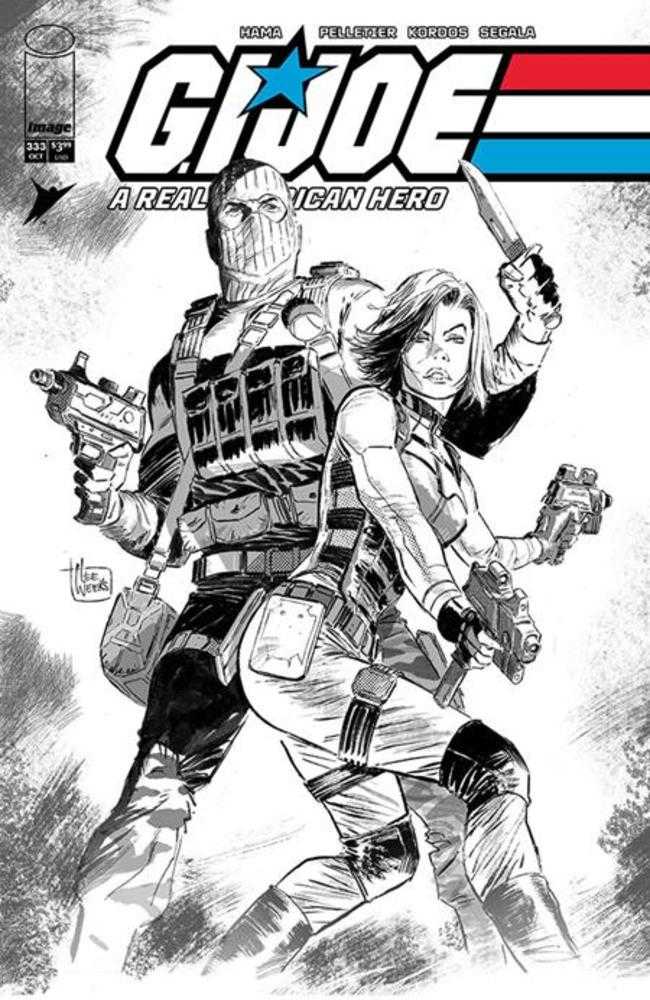 Comic book cover of 'G.I. Joe A Real American Hero #333 Cover B Lee Weeks Black & White Variant'