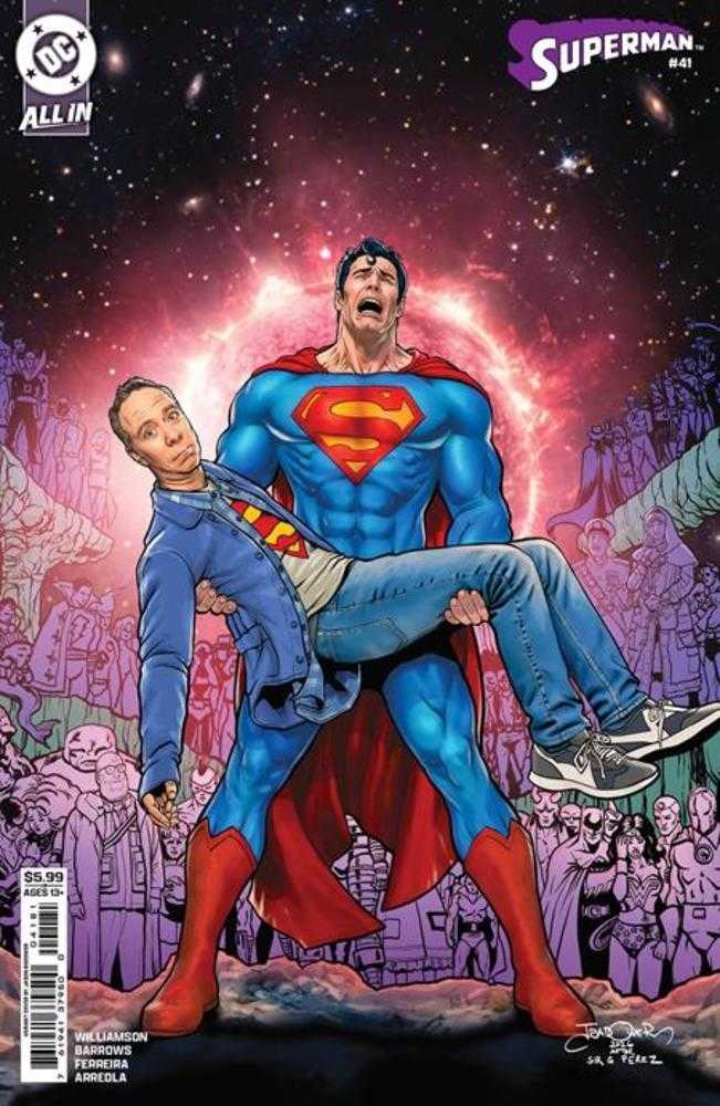 Comic book cover of 'Superman #41 Cover F Jason Badower Stuart Fails To Save The Universe Card Stock Variant (Kingdom Of Zod) PRESALE 8/26'