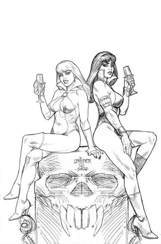Comic book cover of 'Vampirella (2026) #5 Cover P 1 in 10 Joseph Michael Linsner Line Art Full Art Variant PRESALE 8/26'