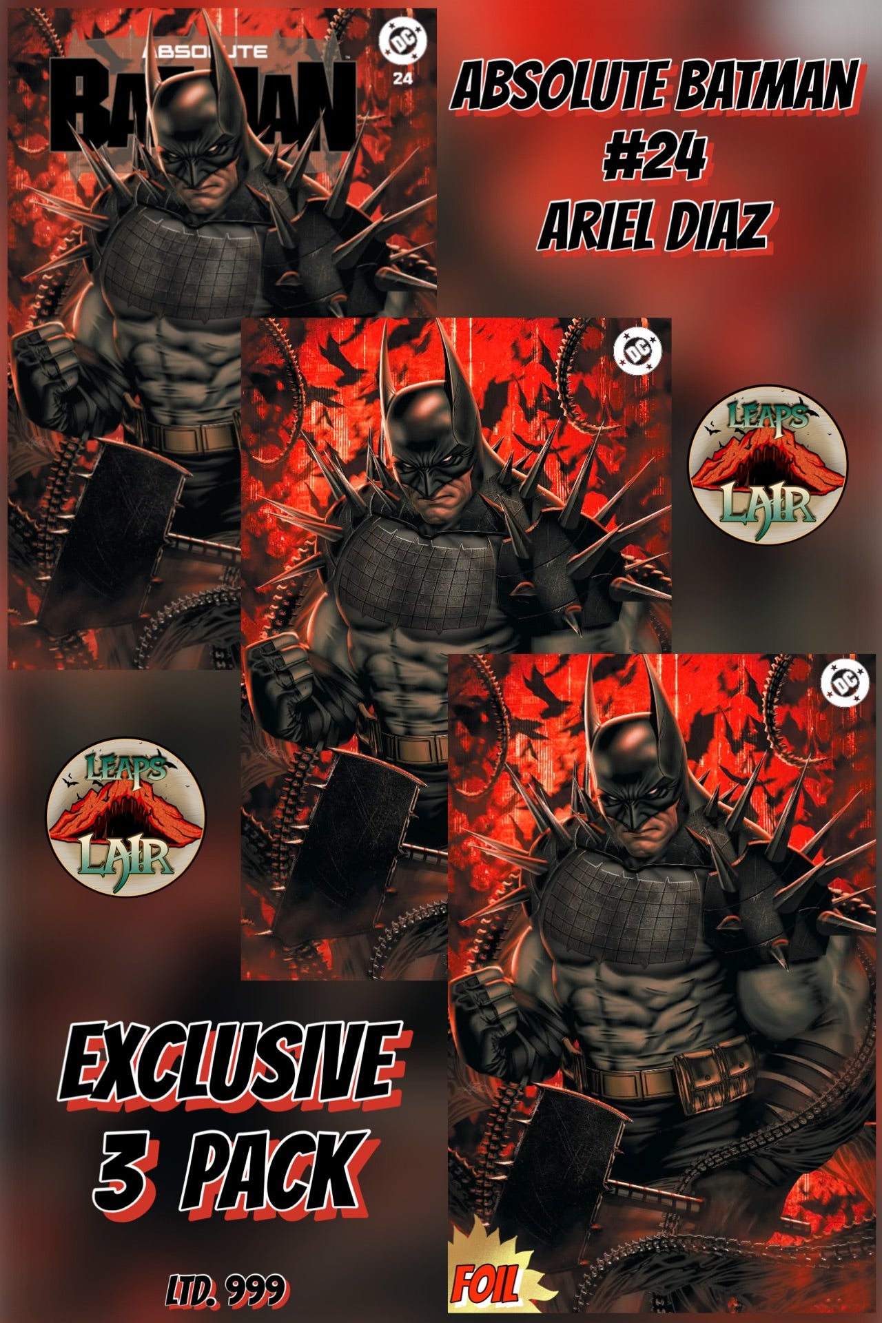 Comic book cover of 'Absolute Batman #24 Ariel Diaz LeapsLair Exclusive LTD 999 PREORDER 9/23'
