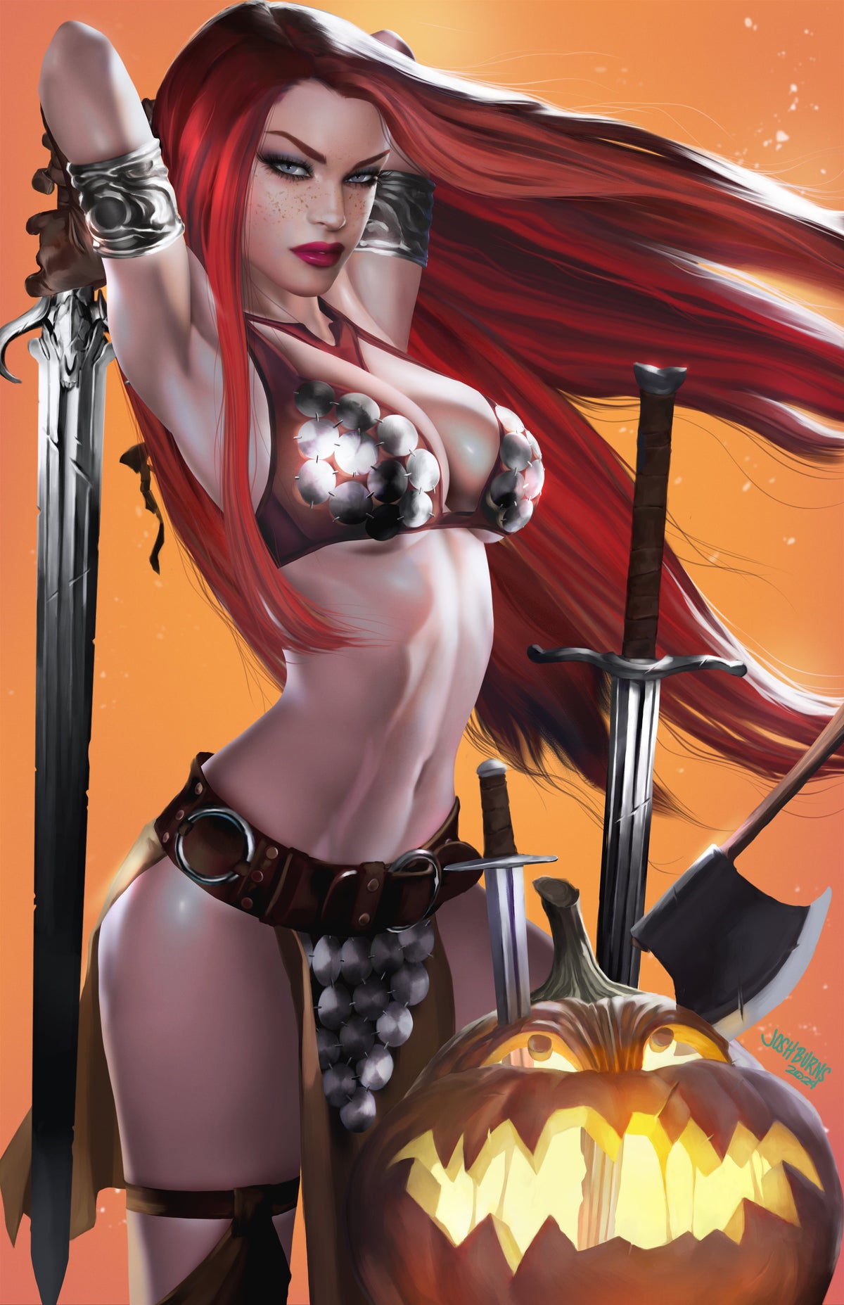 Red Sonja #15 Josh Burns Halloween exclusive sunset virgin variant cover