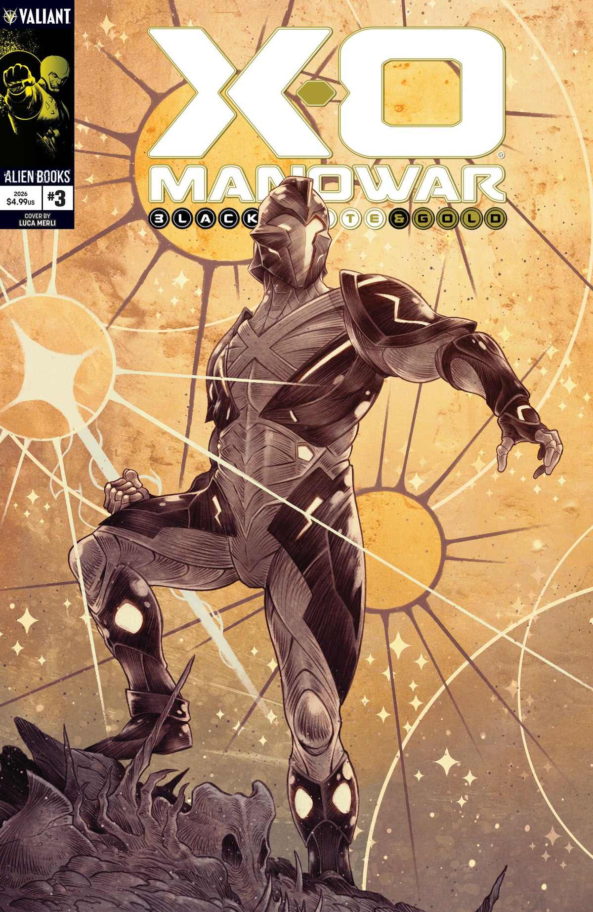 X-O Manowar: Black, White & Gold #3 Cover A Luca Merli