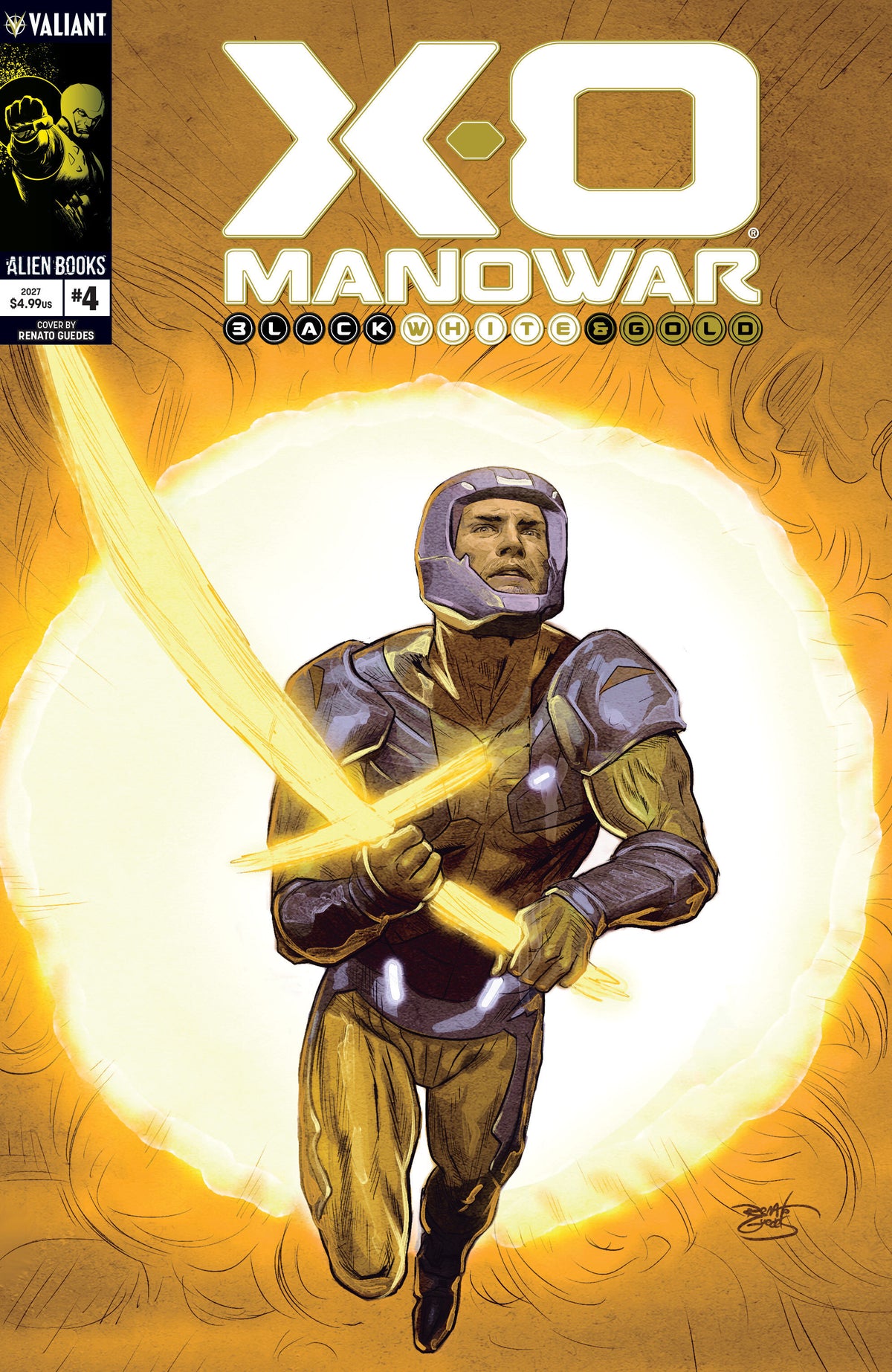 X-O Manowar: Black, White & Gold #4 Cover A Renato Guedes