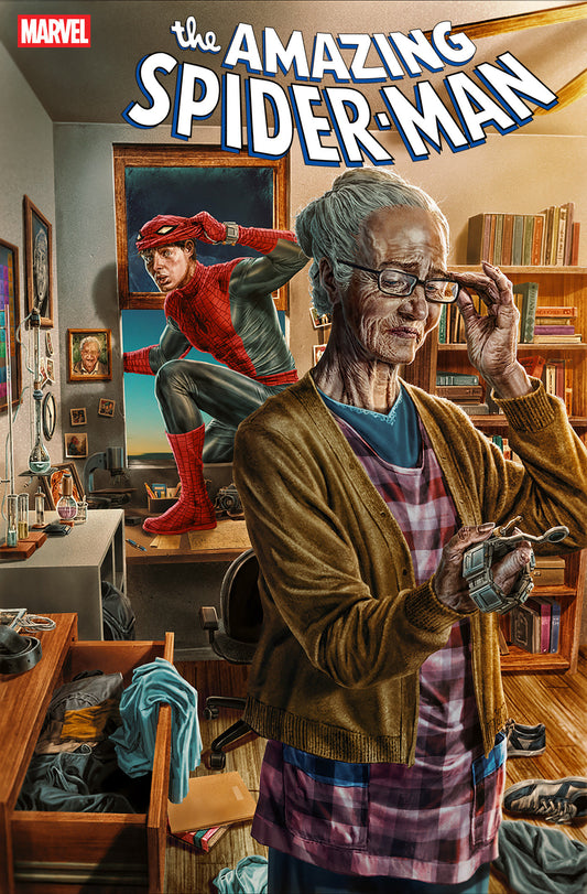 Comic book cover of 'Amazing Spider-Man #35 Lee Bermejo Amazing Visions Variant PRESALE 8/26'