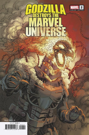 GODZILLA DESTROYS THE MARVEL UNIVERSE #2 DAVE WACHTER MARVELIZED MECHA-GHOST RIDERZILLA VARIANT PRESALE 8/20