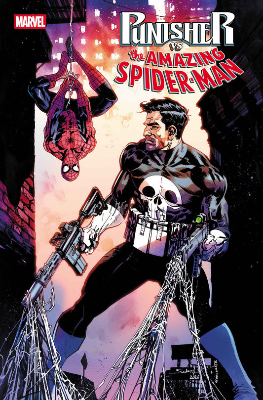 Comic book cover of 'Punisher vs. Spider-Man #1 - Jonas Scharf'