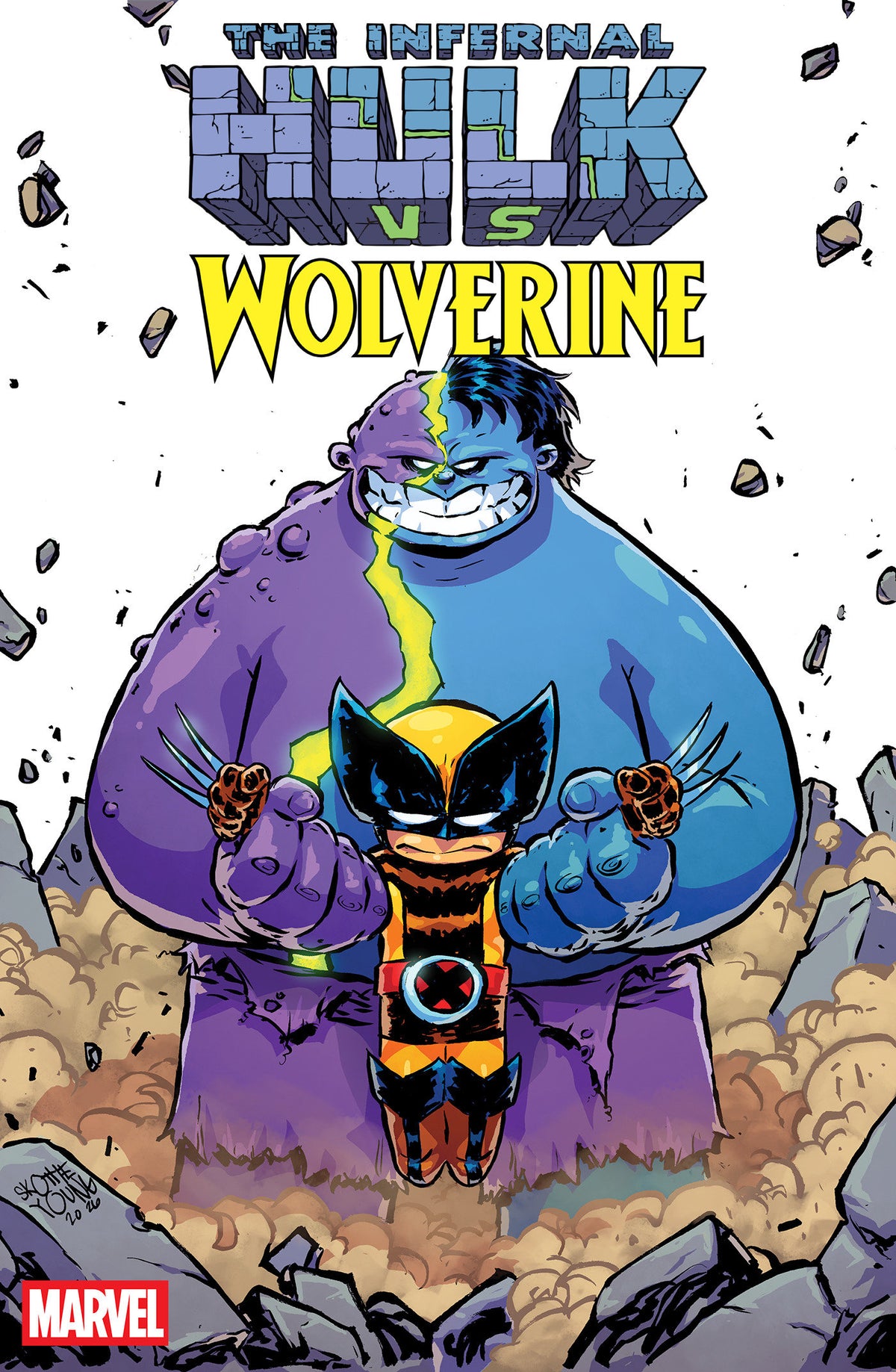 Comic book cover of 'Infernal Hulk vs. Wolverine #1 Skottie Young Variant'