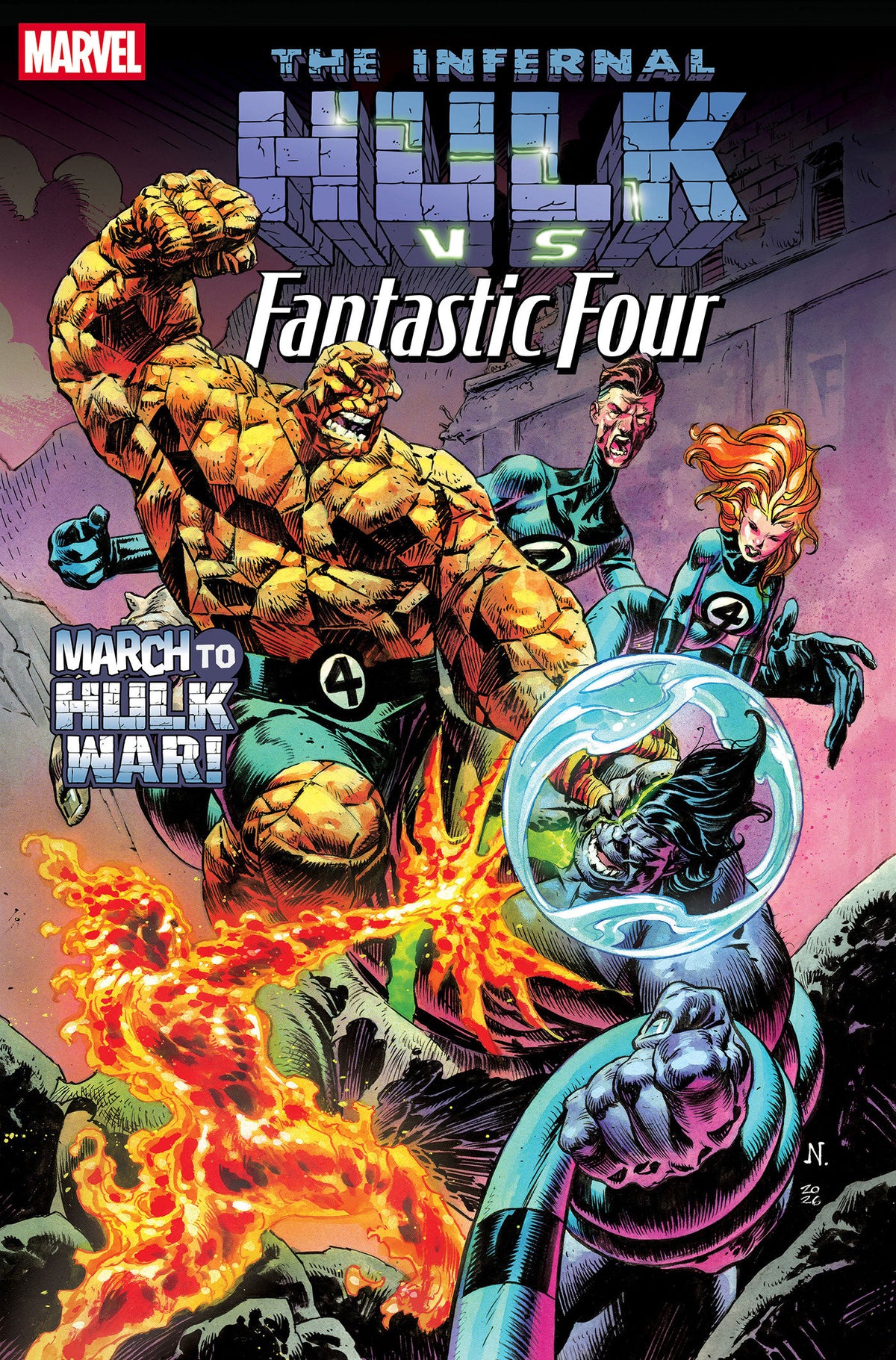 Comic book cover of 'Infernal Hulk vs. Fantastic Four #1 Nic Klein'