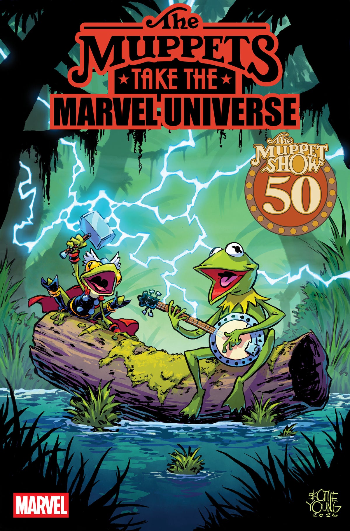 Comic book cover of 'Muppets Take The Marvel Universe #1 Skottie Young Variant'
