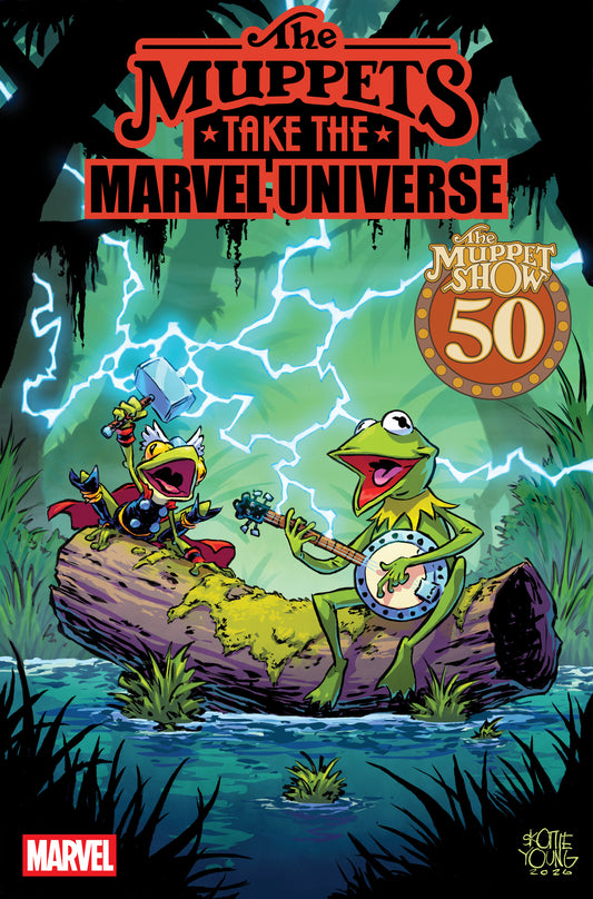 Comic book cover of 'Muppets Take The Marvel Universe #1 Skottie Young Variant'