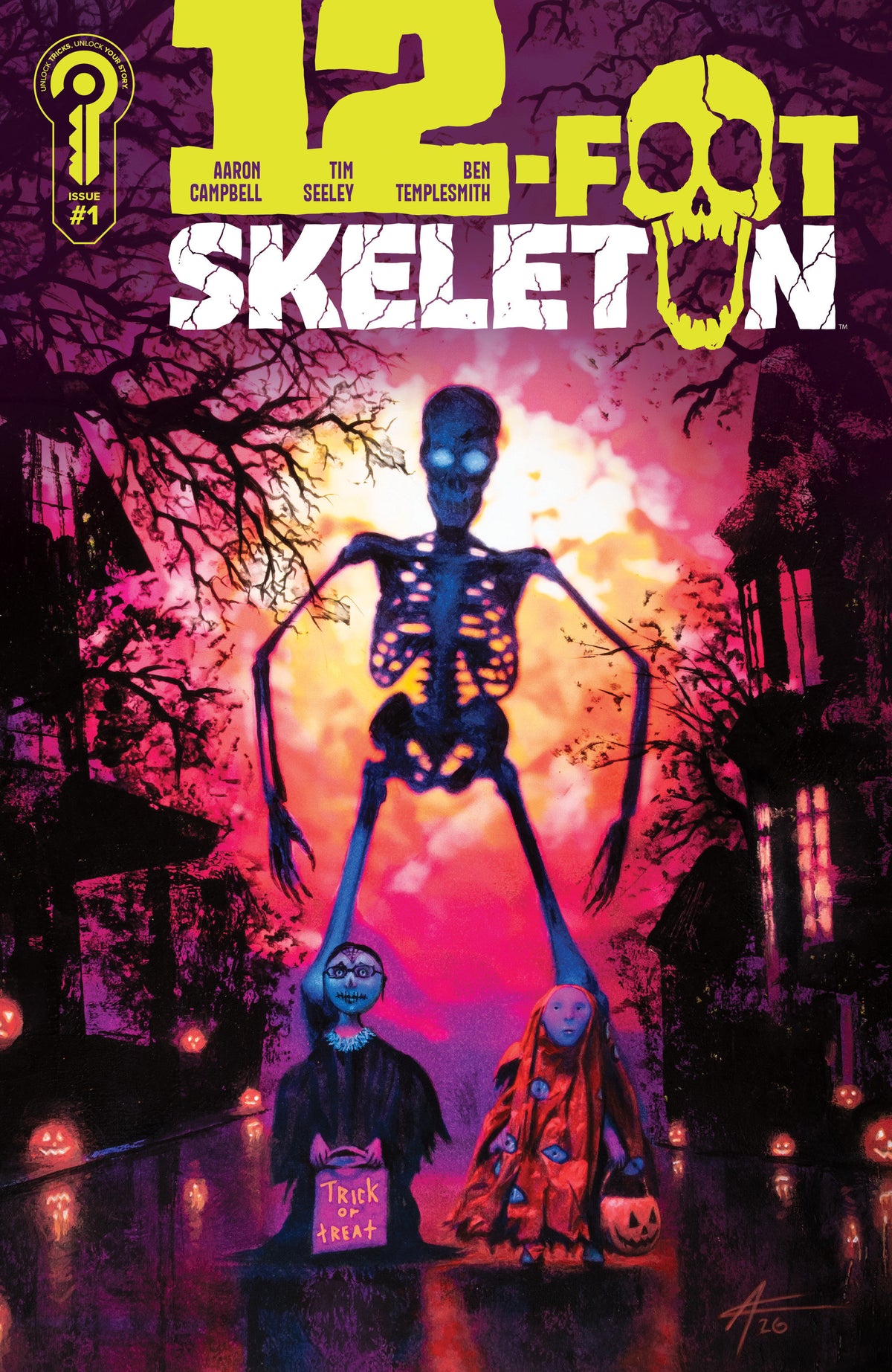 Comic book cover of '12 Foot Skeleton #1 Cover B Aaron Campbell'
